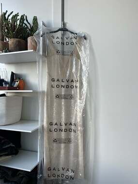 Galvan London Rio Sequin Midi Dress in White